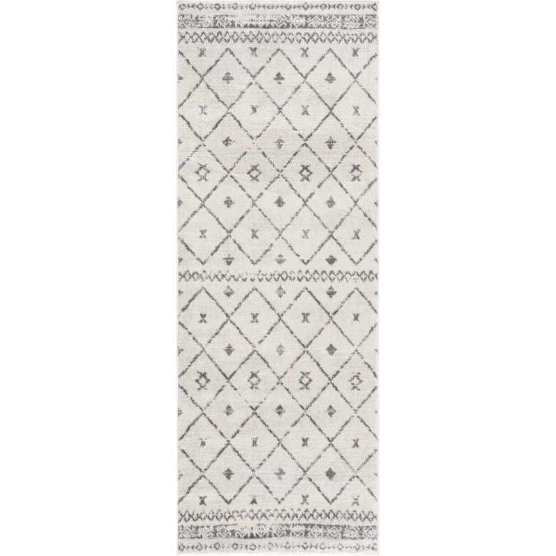 Mcgrane Geometric Machine Woven Polypropylene Area Rug in Beige, Runner 2'7" x 7'3"
