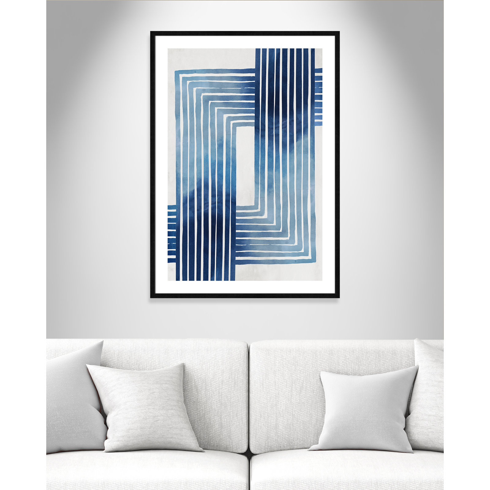 Lanny "In Unison" Painting by Eva Watts, 41.5" H x 29.5" W x 0.75" D, Black Wood Framed Paper