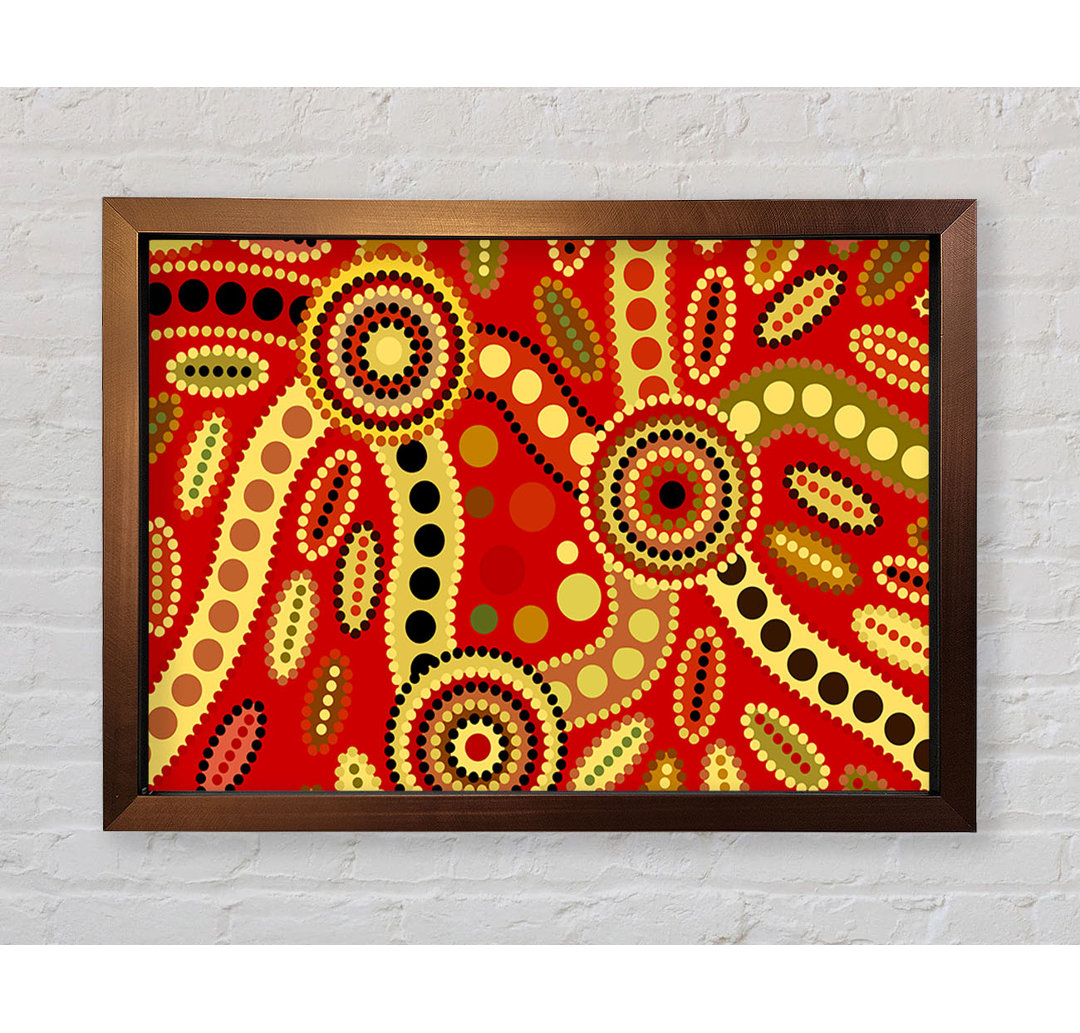 Aboriginal Red Tribal - Einzelner Bilderrahmen Kunstdrucke