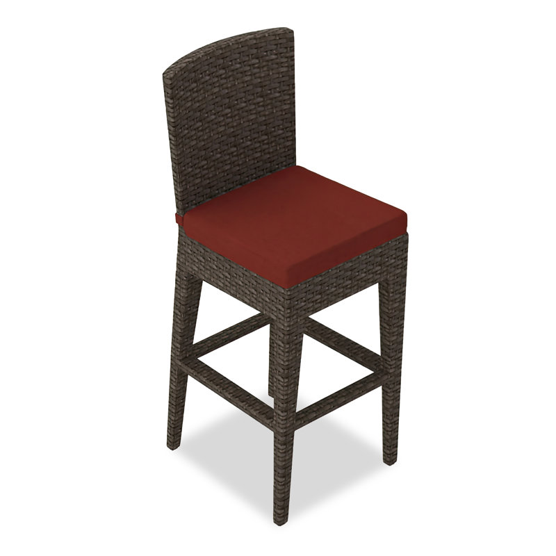 Arden Outdoor Bar Stool, Canvas Henna Sunbrella® Canvas, Chestnut, 28.75"