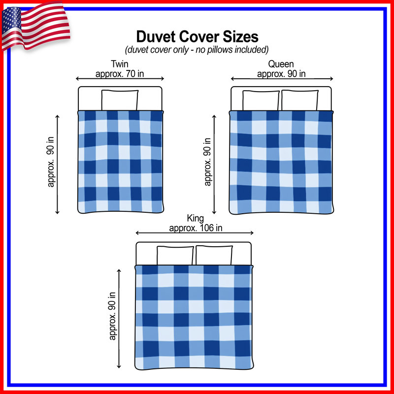 Blue White Gingham Duvet Covers, Queen