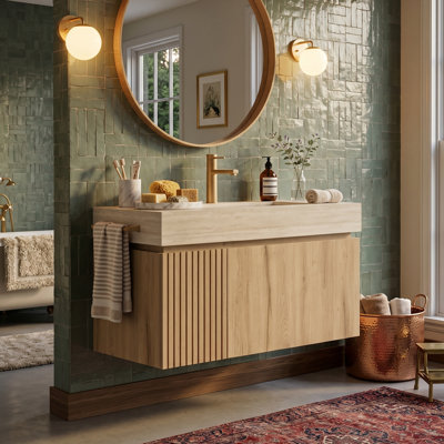 30" Wall-Mounted Vanity With Sintered Stone Top & Ceramic Sink, Storage Cabinet With 1 Drawer & Soft-Close Door