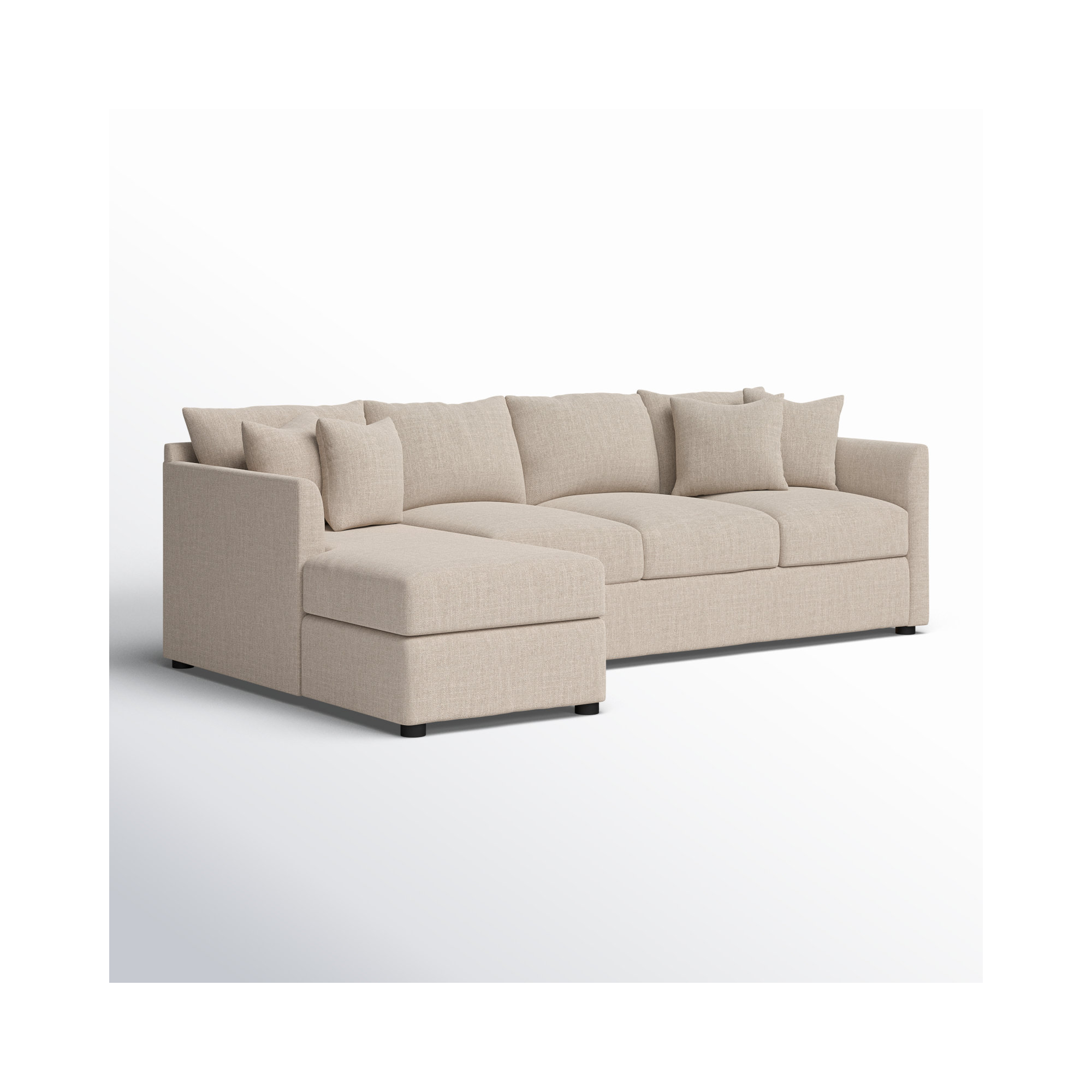 Cecelia Upholstered Chaise L-Sectional, Left Hand Facing, Conversation Ivory Basketweave
