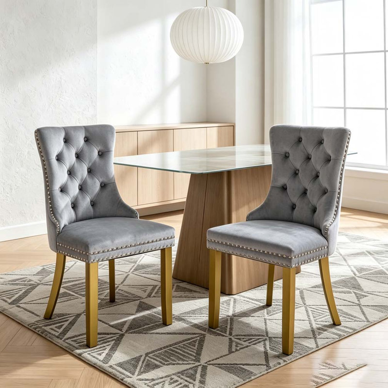 Chaise de salle à manger rembourrée moderne, Light Gray