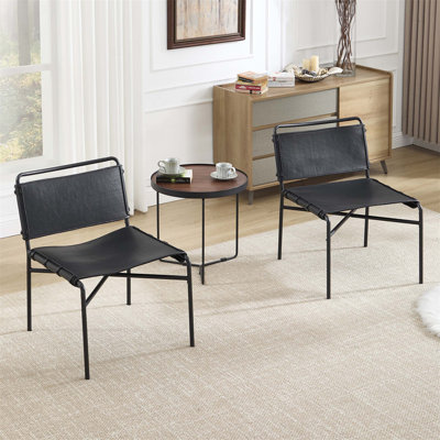 Ensemble de 2 chaises de loisirs en cuir de style rétro, conception ergonomique pour un confort maximal, pieds en métal robustes pour une utilisation durable