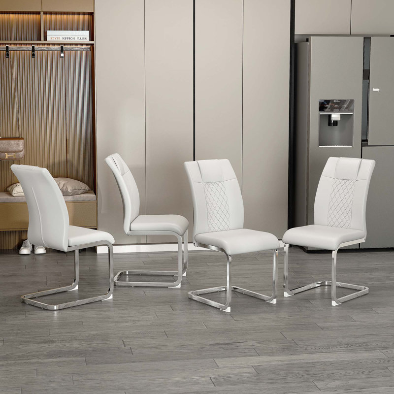 Chaises de salle à manger en similicuir, chaises d'appoint (ensemble de 8), Blanc