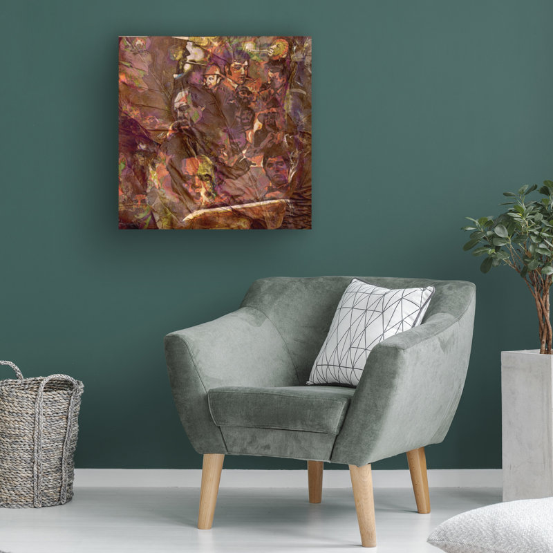 18" x 18" Brown and Red Canvas Sports Art
