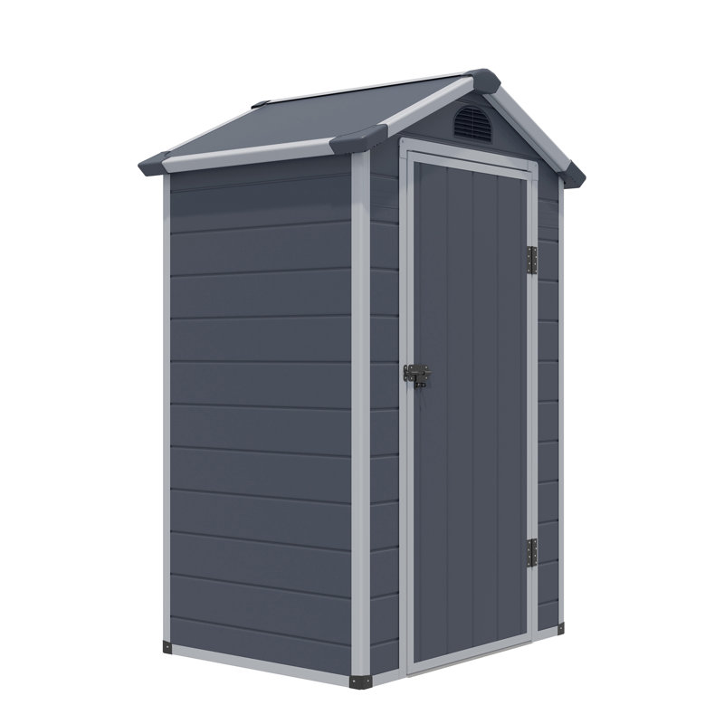 Rowlinson Airevale 4x3 Plastic Apex Shed with Foundation Kit & Assembly, Dark Grey