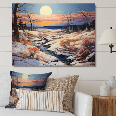 «Snow Sunset Frozen Pastoral», reproduction sur toile