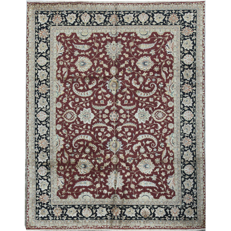 Tapis rouge et noir noué à la main de haute qualité, Rectangle 10' x 13'9"
