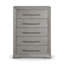 Commode ovale haute Ova, 5 tiroirs l larges poignées en bois, gris