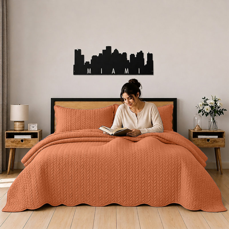 Ensemble de couvre-lit surdimensionné en microfibre estampé - Literie réversible légère et respirante avec taies décoratives