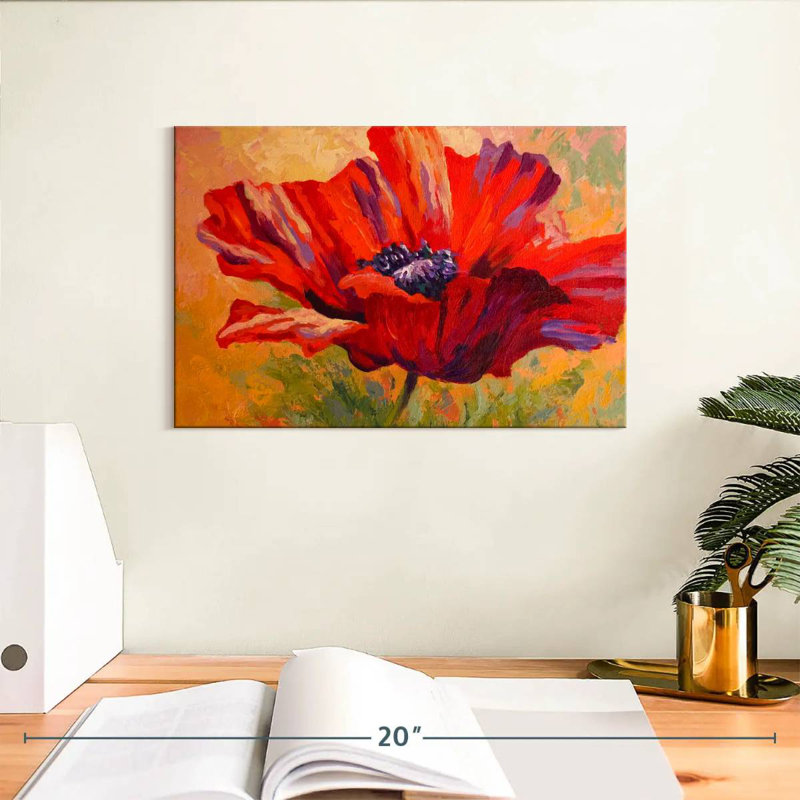 Delicate Red Poppy, 8" H x 12" W