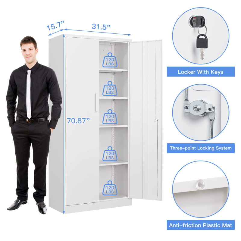 Armoire de rangement 70,87 po x 31,5 po x 15,7 po Chickerell, Blanc