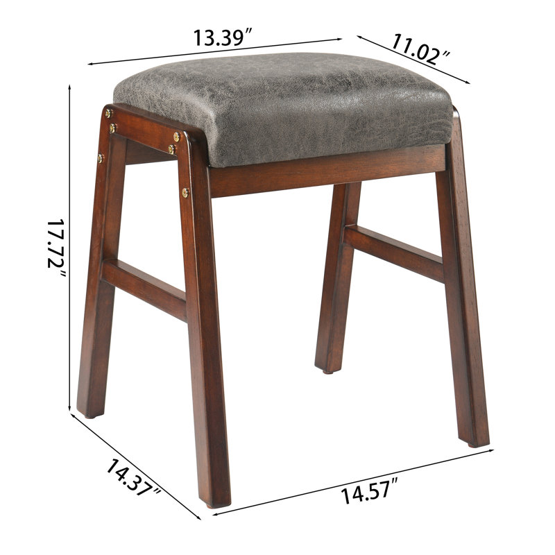 Tabouret moderne rembourré avec cadre en bois pour une utilisation polyvalente, Gris foncé, Polyuréthane