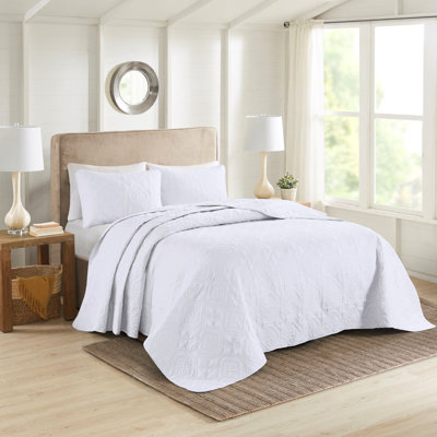 Couvre-lit blanc réversible pour très grand / très grand lit - 3 pièces, microfibre et, fin, lavable à la machine, blanc, matériau, rembourré, gracieux,