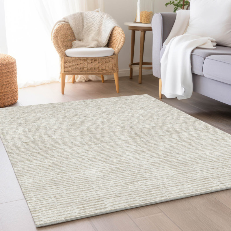 Tapis ivoire Prisco lavable à la machine de qualité supérieure, Rectangle 9 pi x 12 pi