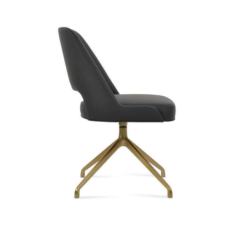 Chaise d'appoint pivotante Marash Spider, Laiton, Noir