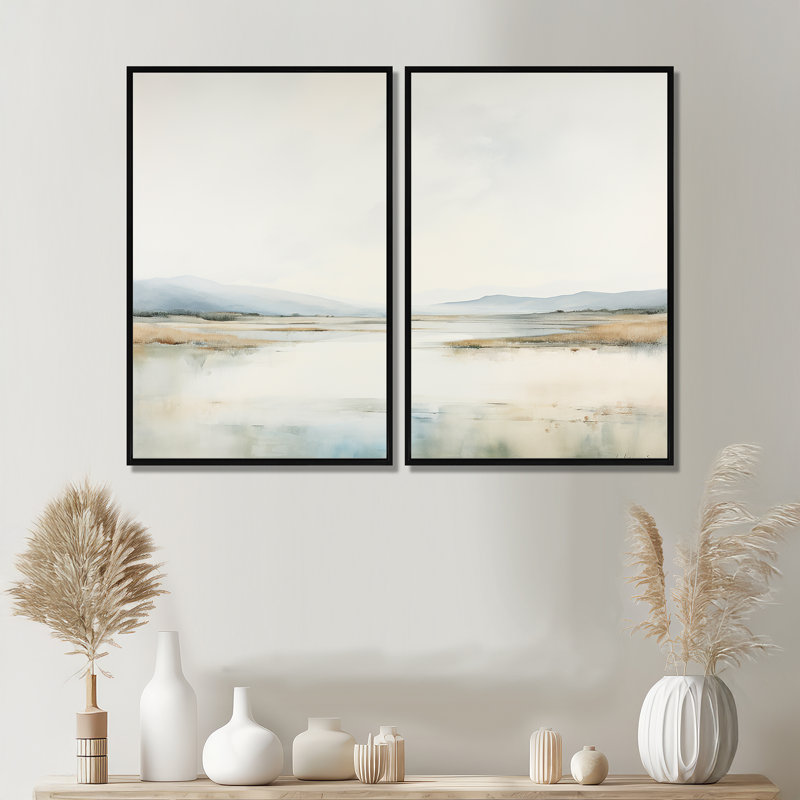 Décoration murale Tranquil Meadow Moments - Beige, Noir, H 36 po x l 48 po, Impression encadrée flottante