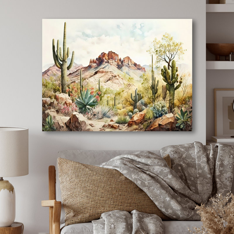 Arizona désert III - art mural occidental, Toile tendue, H 16 po x l 32 po, Sans cadre