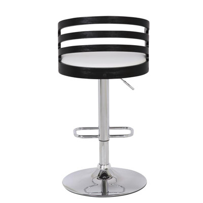 Modern Wood Back Adjustable Swivel Bar Stool with Cushion, white