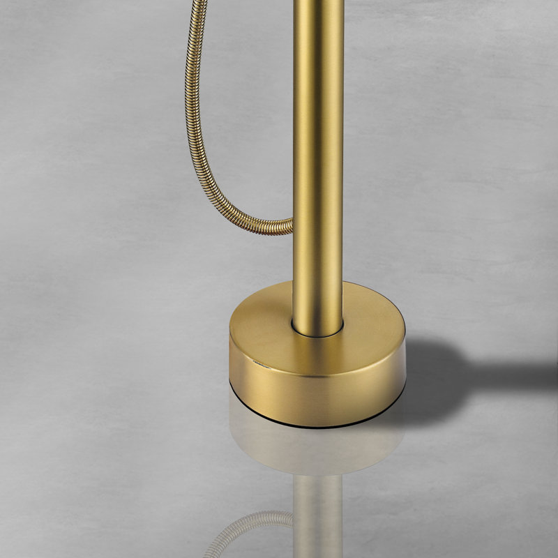 High Arch Single-Handle Freestanding Tub Faucet Bathtub Filter With Handheld Shower In Venetian, Brushed Brass
