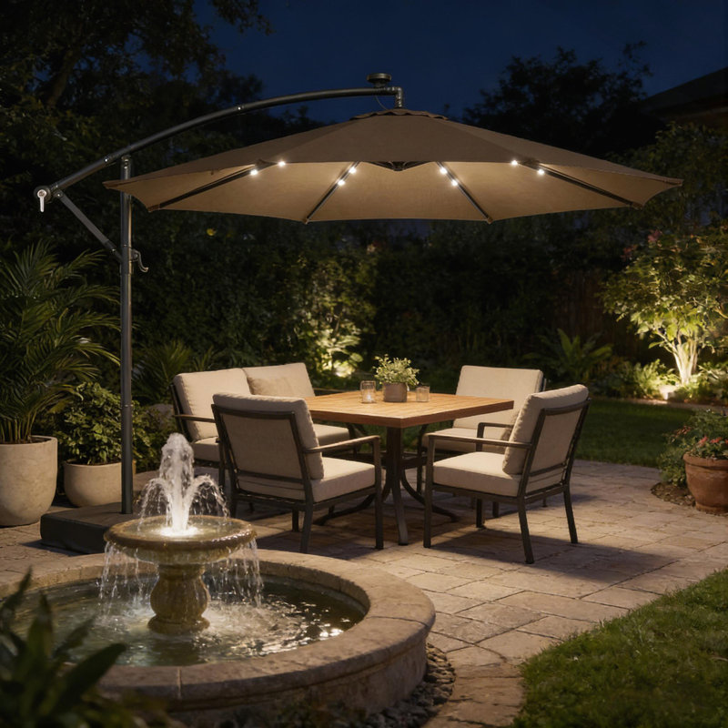 116.13 " W Octagonal Cantilever Umbrella with, Tanné