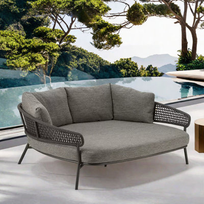 Outdoor Courtyard Patio Daybed 66.93'' Wide Rectangle Patio Daybed with Cushions