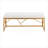 Entryway Indoor Bench, 2-Seater White-Toned Velvet Upholstered Bench with Geometric Gold Metal Frame