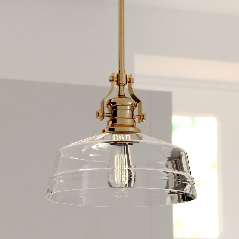 Manville 1 - Light Dome Pendant, 17" H x 12" W x 12" D, Brushed Gold