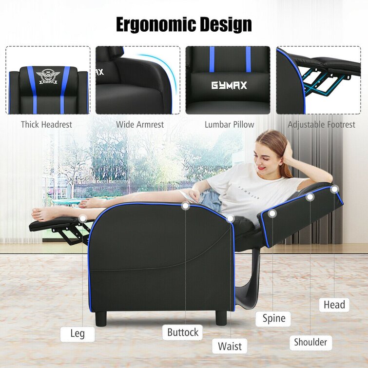 Ergonomic High Back Massage Gaming Chair Gaming Recliner with Pillow -  Costway