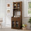 Élégante armoire de rangement pour garde-manger de cuisine - armoire de ferme polyvalente avec support pour four à micro-ondes, buffet sur pied parfait