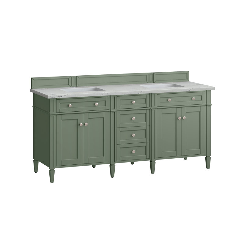 Brittany 72" Double Vanity W/FreePower Wireless Charger, Smokey Celadon, Ethereal Noctis