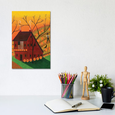 Sunset Pumpkin Saltbox by Cheryl Bartley - Print on Canvas