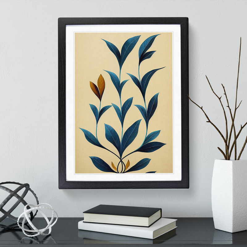 The Contoured Leaves - Single Picture Frame Print, 64cm H x 46cm W x 2cm D, Black Framed
