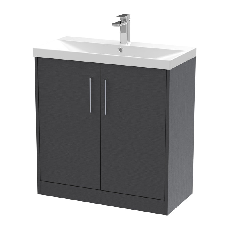 Juno 800mm Single Bathroom Vanity with Integrated Vitreous China Basin, Graphite Grey