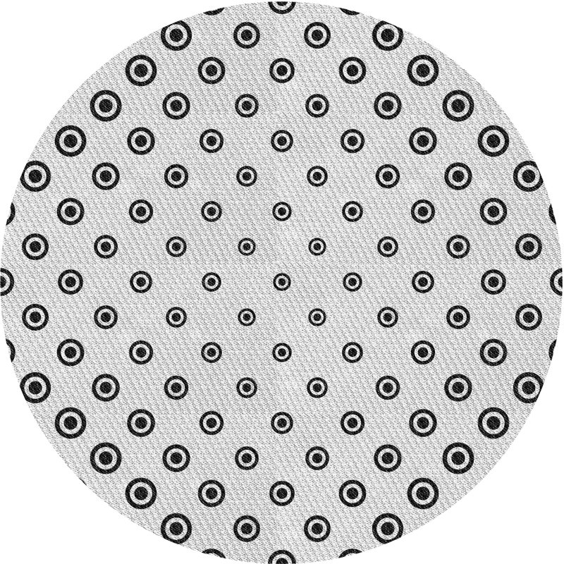 Tapis blanc/noir zone à motif, Rond 5 pi