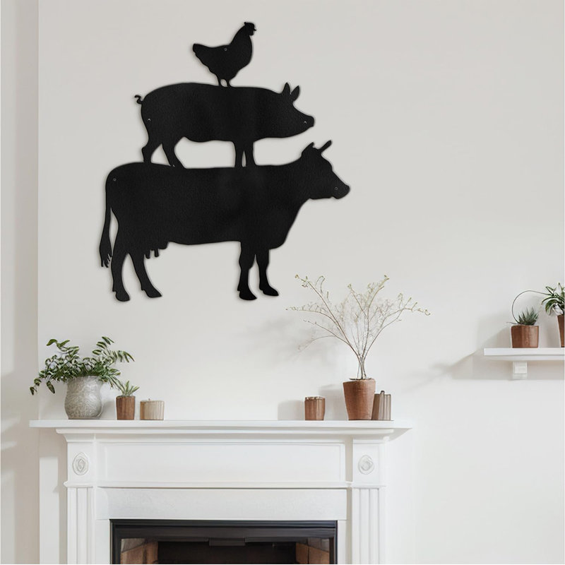 Décoration murale en métal, H 24 po x l 24 po x P 0,05 po, Noir