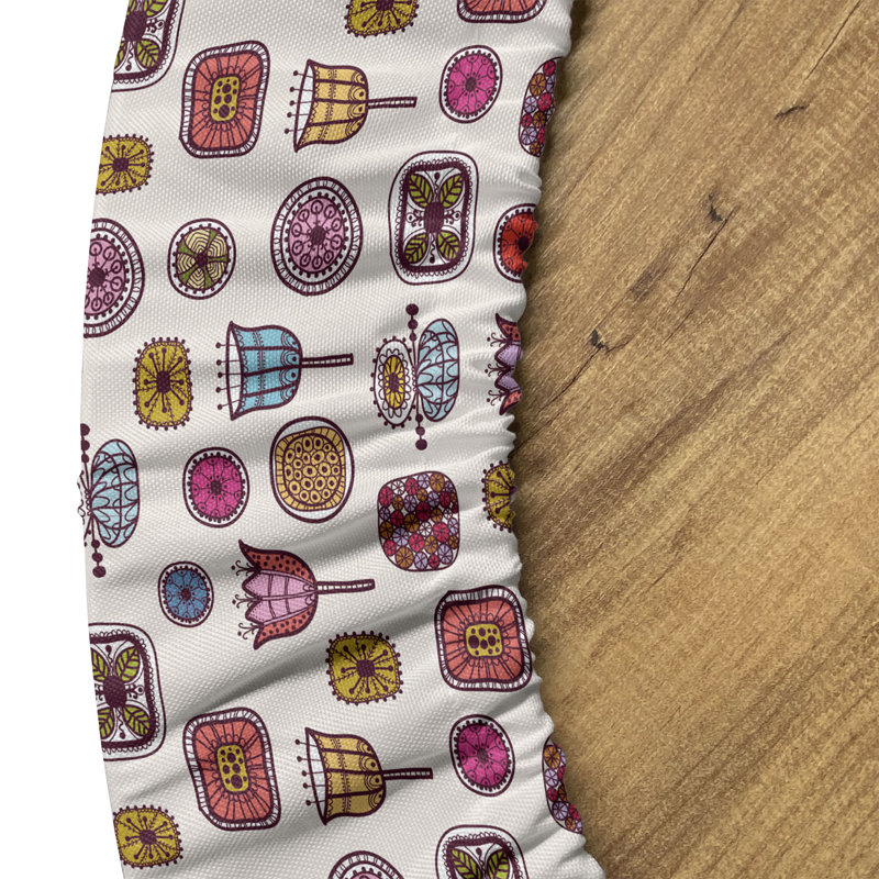 Bungalow Rose Hipster Fitted Round Tablecloth Multicolor, 47.24" Round