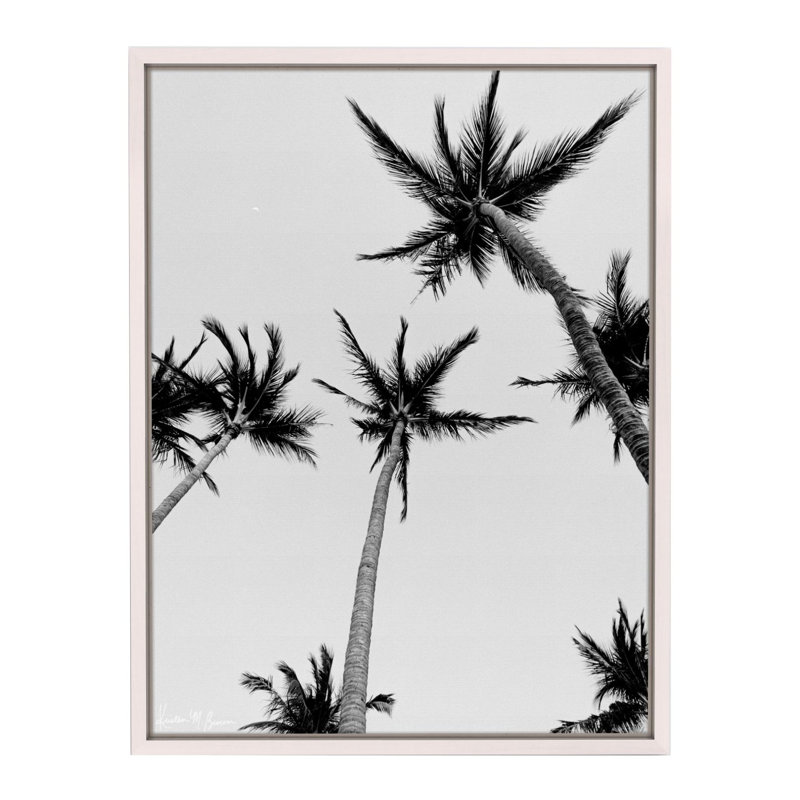 Palmiers et 80 degrés par Kristen M. Brown, H 27,5 po x l 21,5 po x P 1,25 po, Toile avec cadre blanc