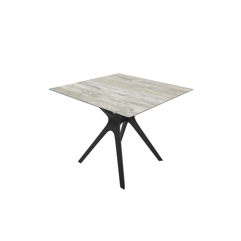 Vela Dining Table, H74 x L90 x W90cm, White, Black