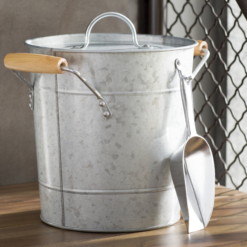 Evelett Metal Ice Bucket, Galvanized Steel