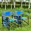Chaise de camping pliante avec poches de rangement - légère, surdimensionnée pour les activités de plein air, bleu / gris