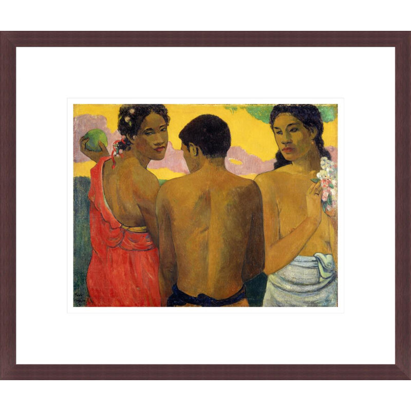 «Three Tahitians» par Paul Gauguin - Estampe numérique encadrée, H 13,75 po x l 16,18 po