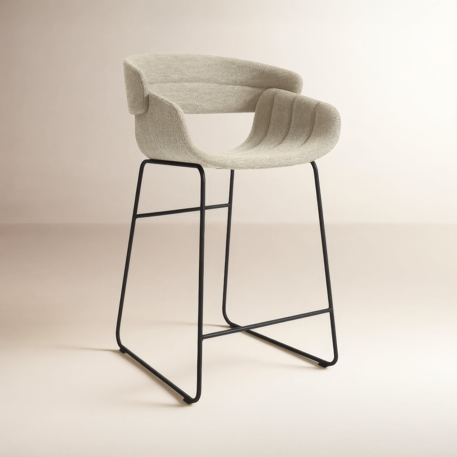 Racer Bar Stool, Tait Stone Textured Basketweave, Counter Stool (25" Seat Height)
