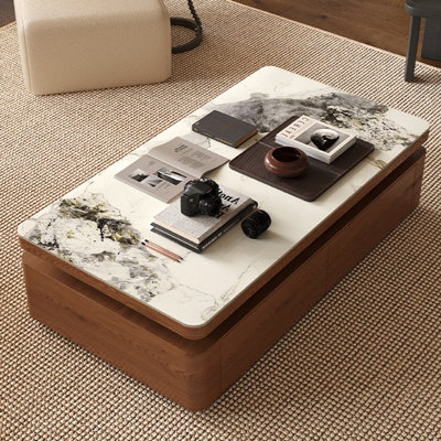 Medieval-style rectangular stone slab coffee table