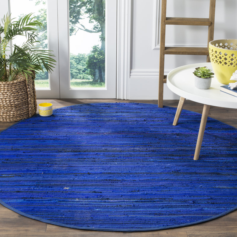 Burkhart Rug Hand Woven Cotton Striped Rug, Round 6'