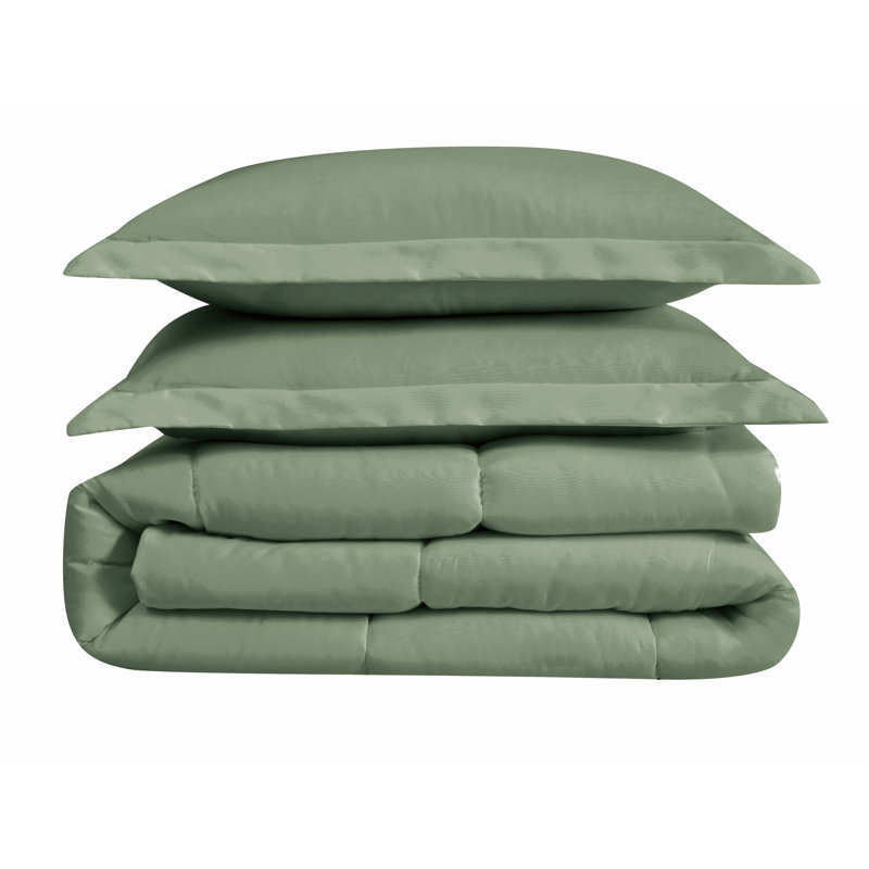 Polyester Ring Stitch Comforter, Full/Queen Comforter + 2 Shams, Green