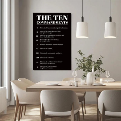 1Pc Framed Canvas Poster Print Ten Commandments, golden Latin, religious art style Wall Art Wall Pediments, Wall Decor, Perfect for Room Decor Living