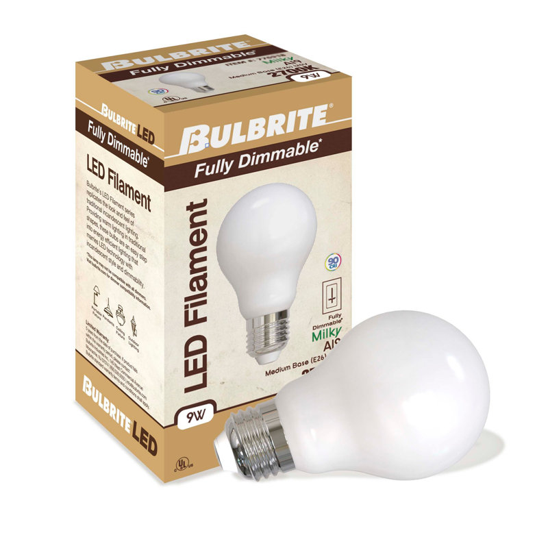 9 watts (équivalent à 60 watts), ampoule DEL A19 à intensité variable, culot moyen E26 (standard), 2700